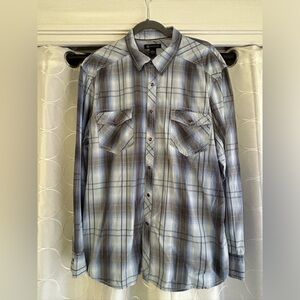 INC International Concepts Purple Pearl Snap Mens Button Up